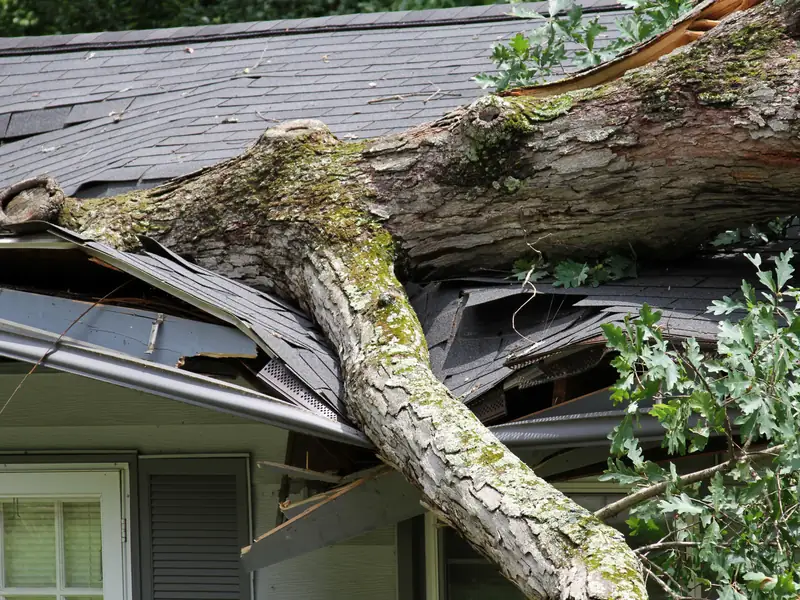 Storm damage to a roof assessed by drone inspection